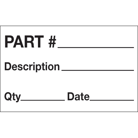 1 <span class='fraction'>1/4</span> x 2" - "Part# - Description - Qty - Date" Labels